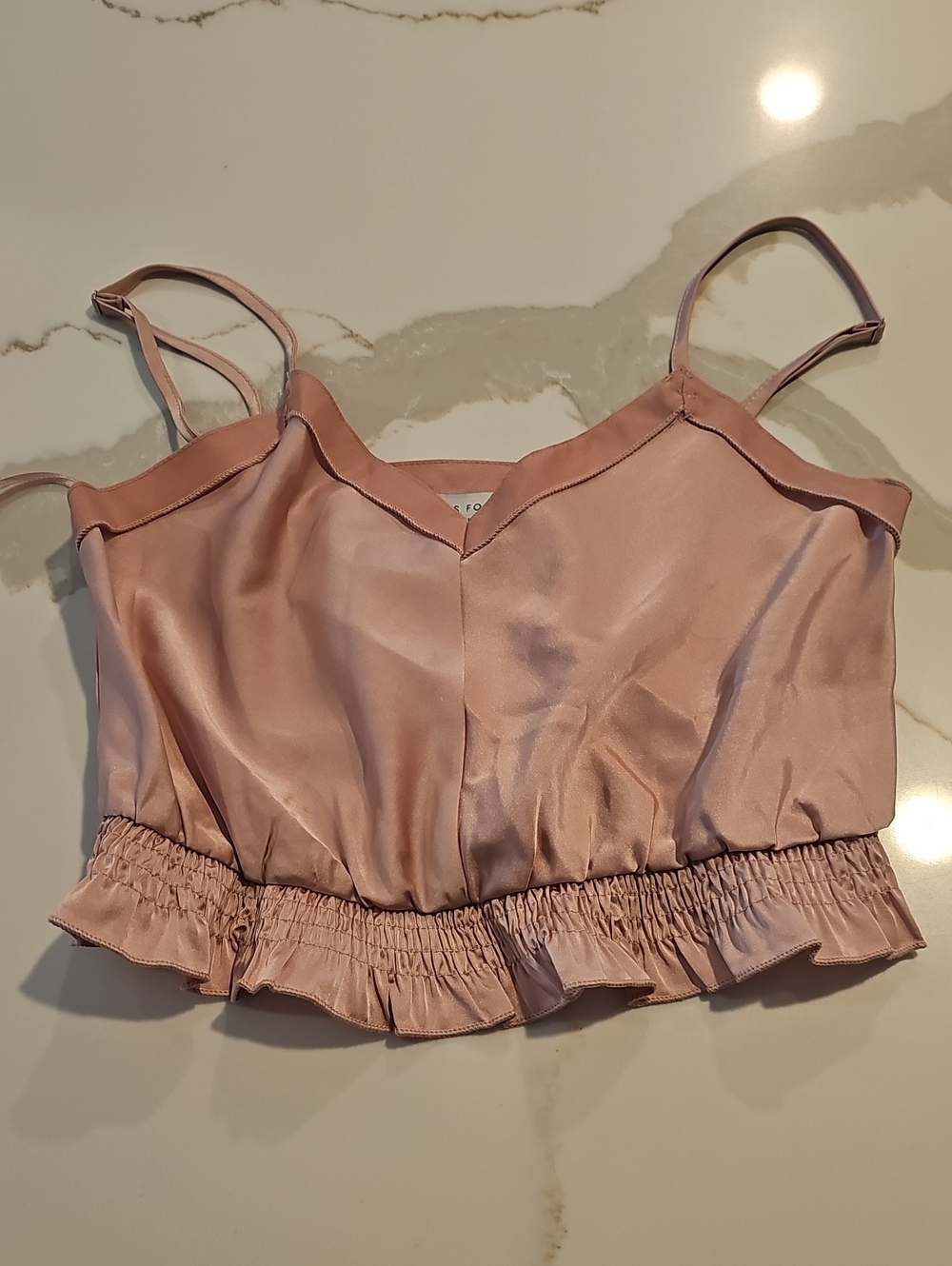 Dress Forum Blush Pink Satin Ruffle-Hem Cami